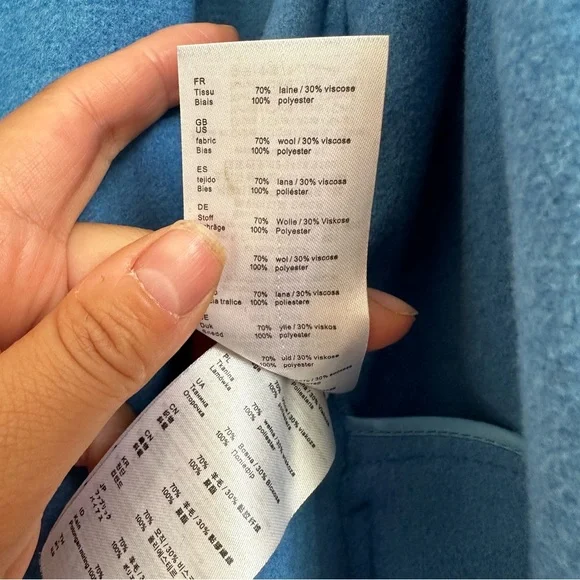 MAJE Oversized Dropped Shoulders Wool Coat with Contras Black Belt Size US4 Fall - Picture 16 of 16